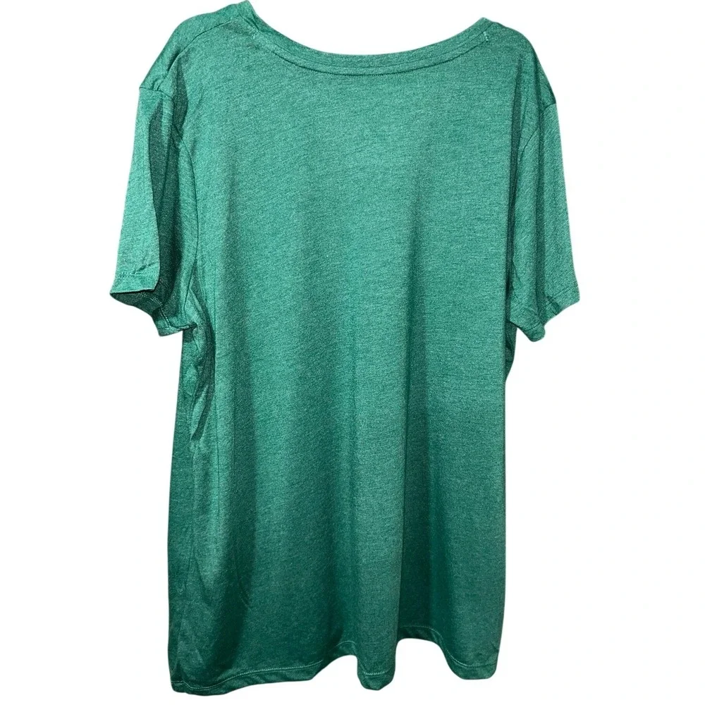 George Womens V-Neck T-Shirt 2XL‎ Green Heathered Short Sleeve Plus Size Tee